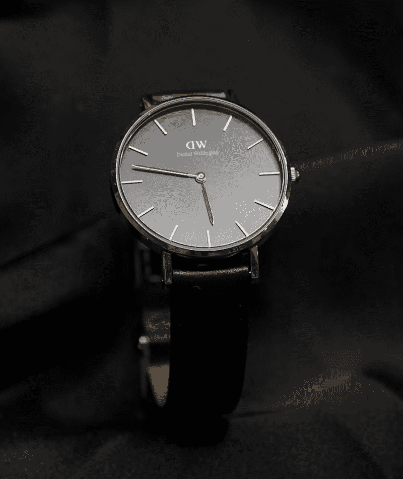 Classic Black Leather-Strap Watch