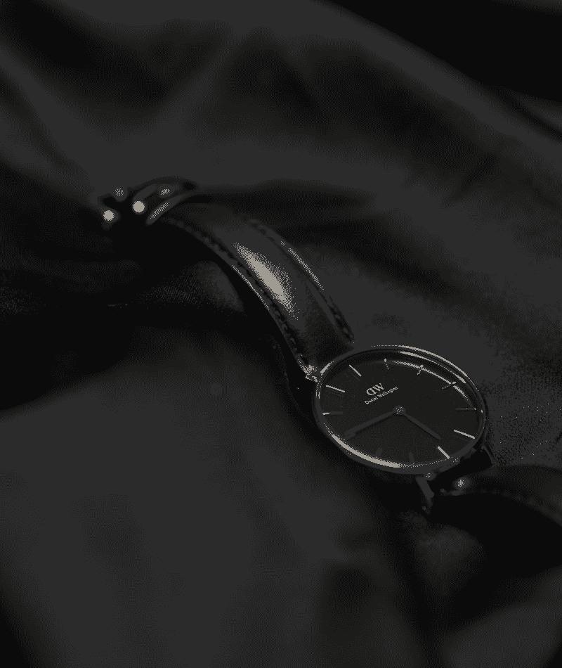 Classic Black Leather-Strap Watch