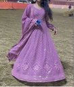 Omkar Textile's Light Purple Georgette Designer Gown with Dupatta Set (Ready to wear) for Wedding