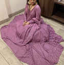 Omkar Textile's Light Purple Georgette Designer Gown with Dupatta Set (Ready to wear) for Wedding