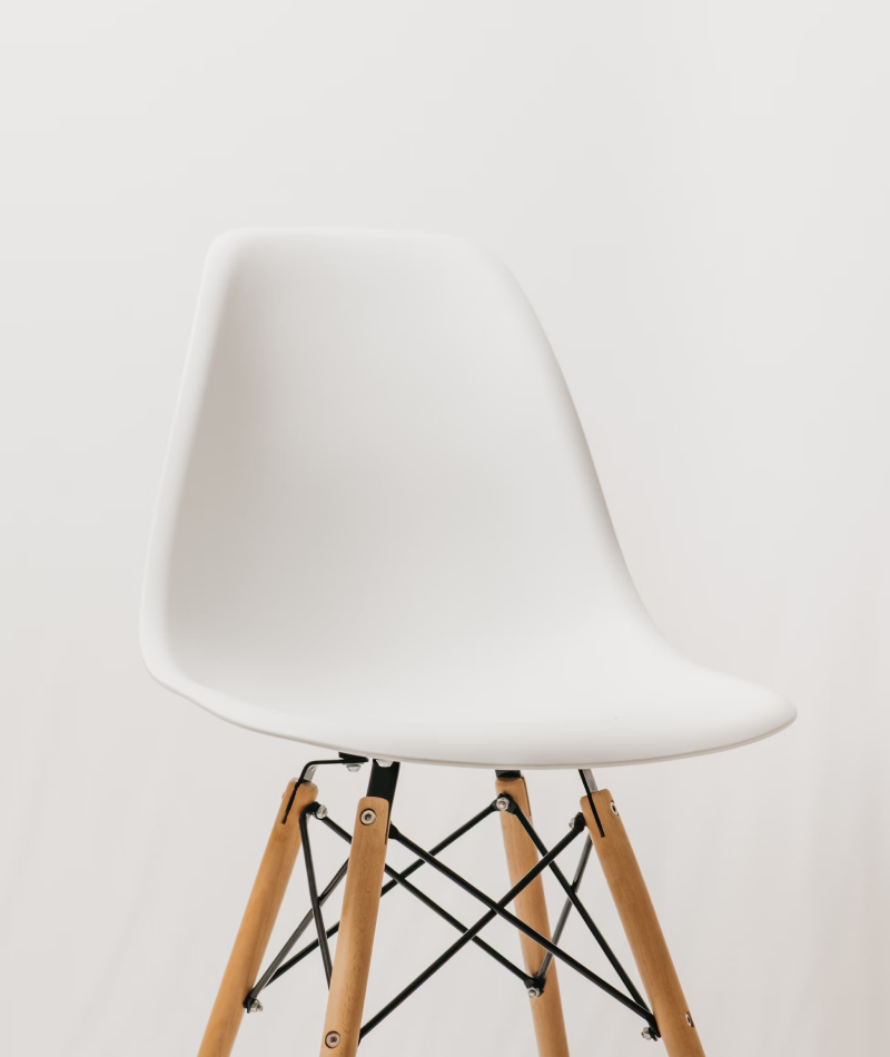 Contemporary White Wood and Plastic Chair