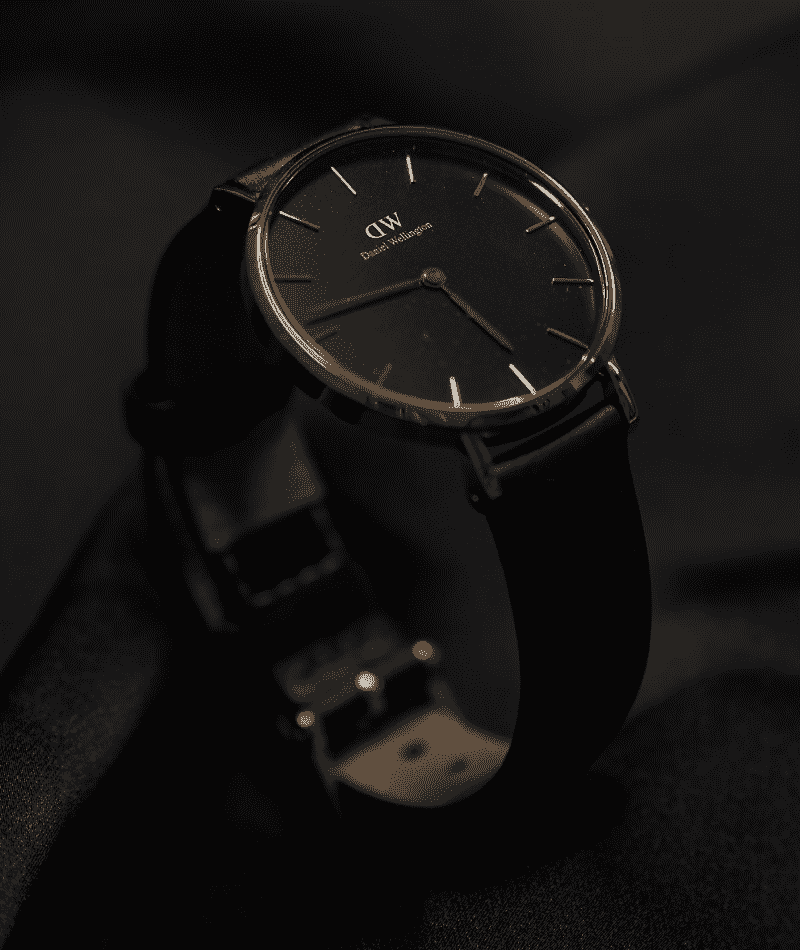 Classic Black Leather-Strap Watch