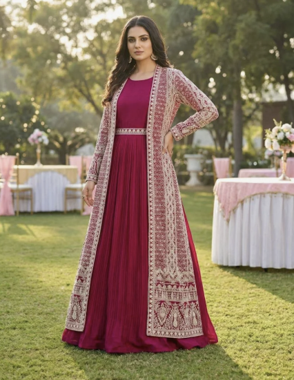 Rosemeen Real Chinon Silk Jacket & Gown Set