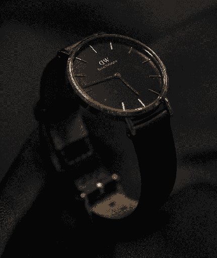 [WT7001-BLK] Classic Black Leather-Strap Watch