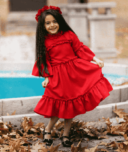 [DR6001-RUBY] Ruby Red Kids' Dress